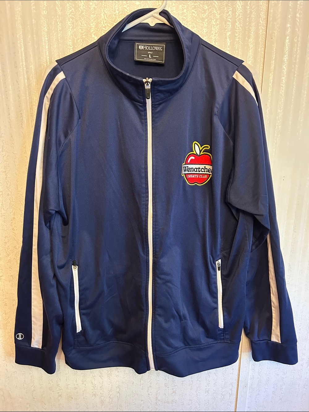 Holloway Navy Track Jacket with White Stripe Debate Club Constitution USA